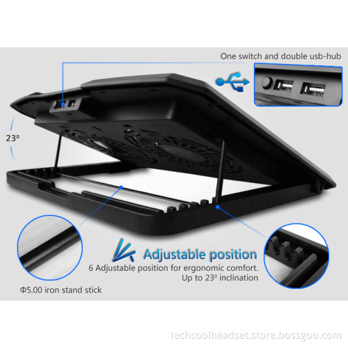 Techcool large fan 17 inch laptop cooling pad cooler pad for laptop